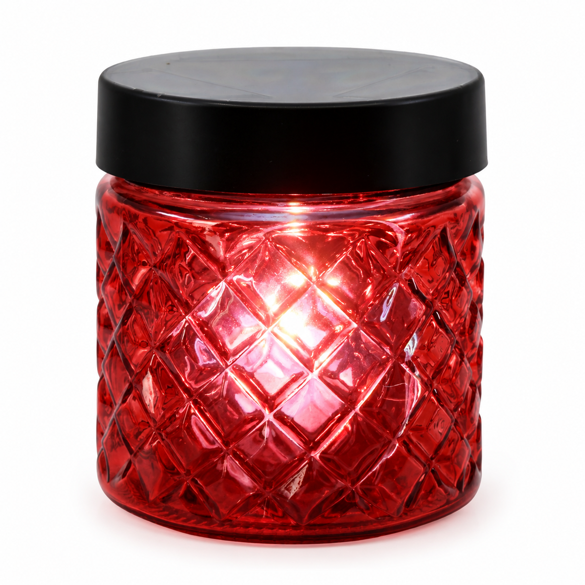 Solar-Deluxe Glas-Solarkerze Rot – 3 Jahre+ Leuchtdauer